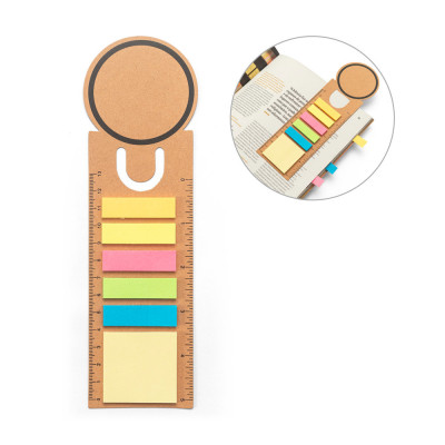 SAWYER. Conjunto para escritório 3 em 1, em papel 100 reciclado, com parte superior em formato redondo com impressão preta à vol